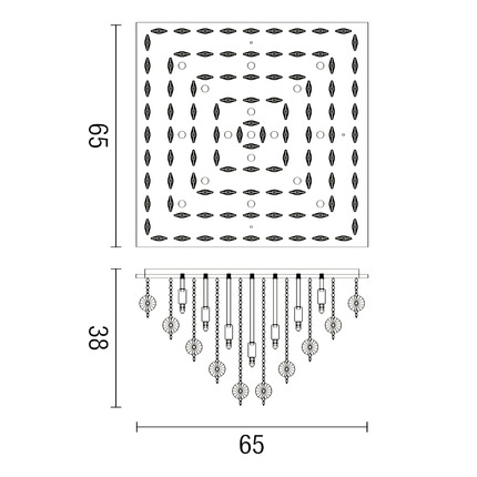 plafoniera rotondo 14 x g9 (40w incluse) affralux quadrata grande