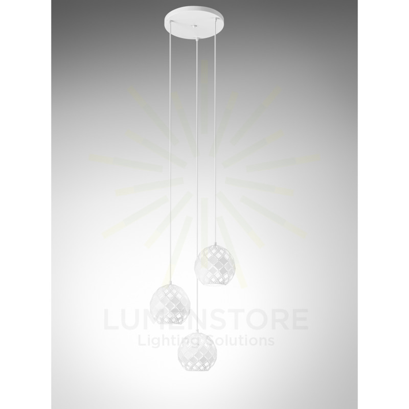 lampadario amina 3 x e27 gealuce triplo rotondo bianco