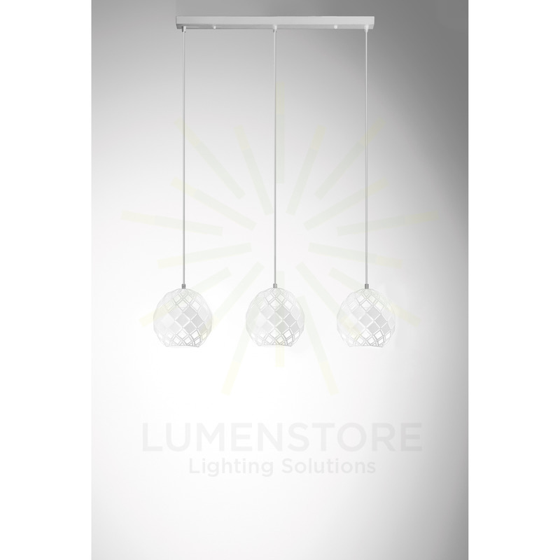 lampadario amina 3 x e27 gealuce triplo rettangolare bianco