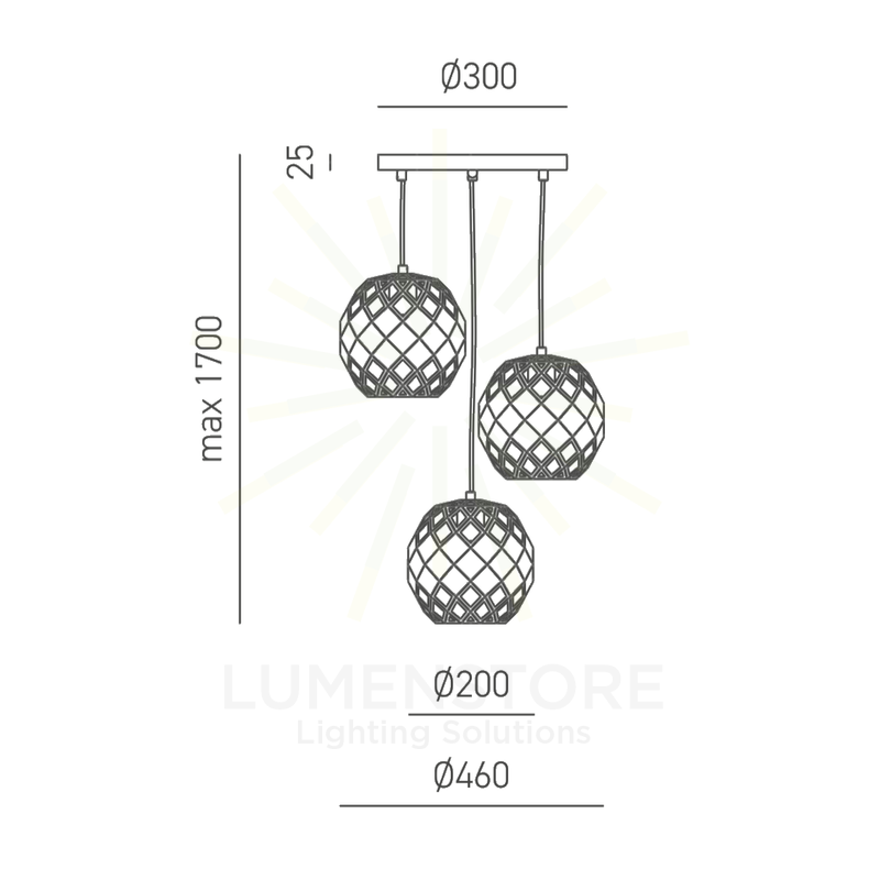 lampadario amina 3 x e27 gealuce triplo rotondo bianco