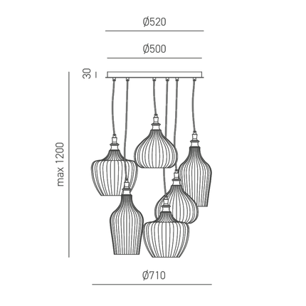 lampadario cleofe e27 gealuce modello s6 multicolore