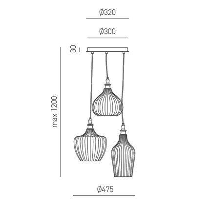 lampadario cleofe e27 gealuce modello s3 ambra