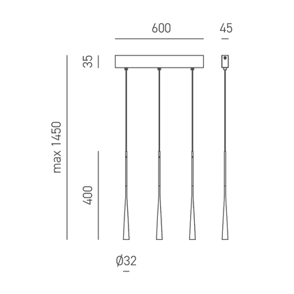 lampadario dafne 16.5w luce calda 3000k gealuce piccolo oro triplo