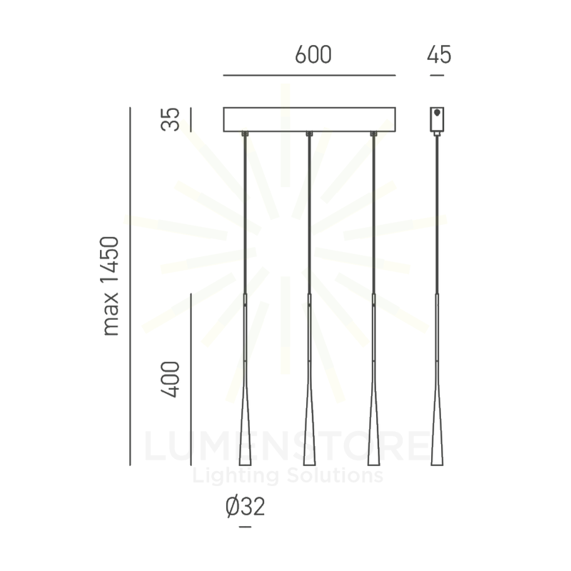 lampadario dafne 16.5w luce calda 3000k gealuce piccolo oro triplo