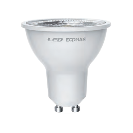 Lampadina LED Dicroica GU10 7W luce calda 3000K ECOMAN dimmerabile vetro  trasparente