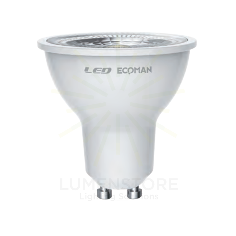 lampadina led dicroica gu10 7w luce calda 3000k ecoman dimmerabile vetro trasparente