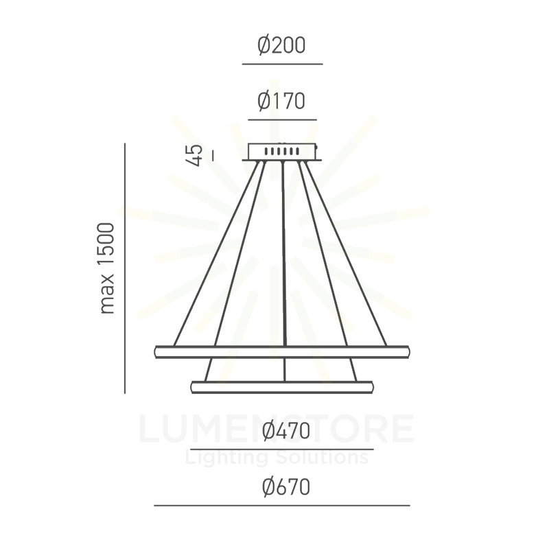 lampadario iole 40w luce calda 3000k gealuce doppio bianco