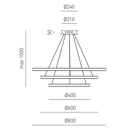 lampadario iole 60w luce calda 3000k gealuce triplo bianco