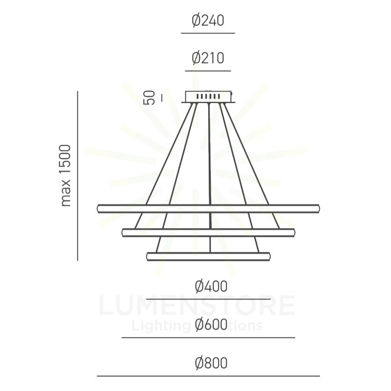 lampadario iole 60w luce calda 3000k gealuce triplo bianco