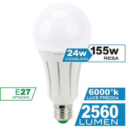 LAMPADA LED E27 GOCCIA OPACA LUCE CALDA 1020 LUMEN 12W RESA 75W 3000K SMART  LINE