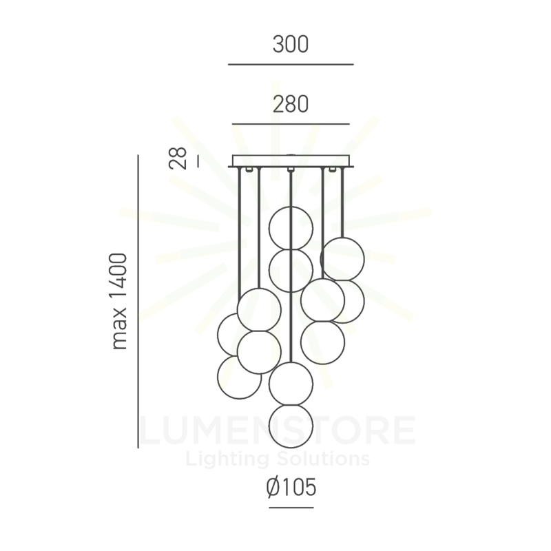 lampadario sfera g9 gealuce 6 luci