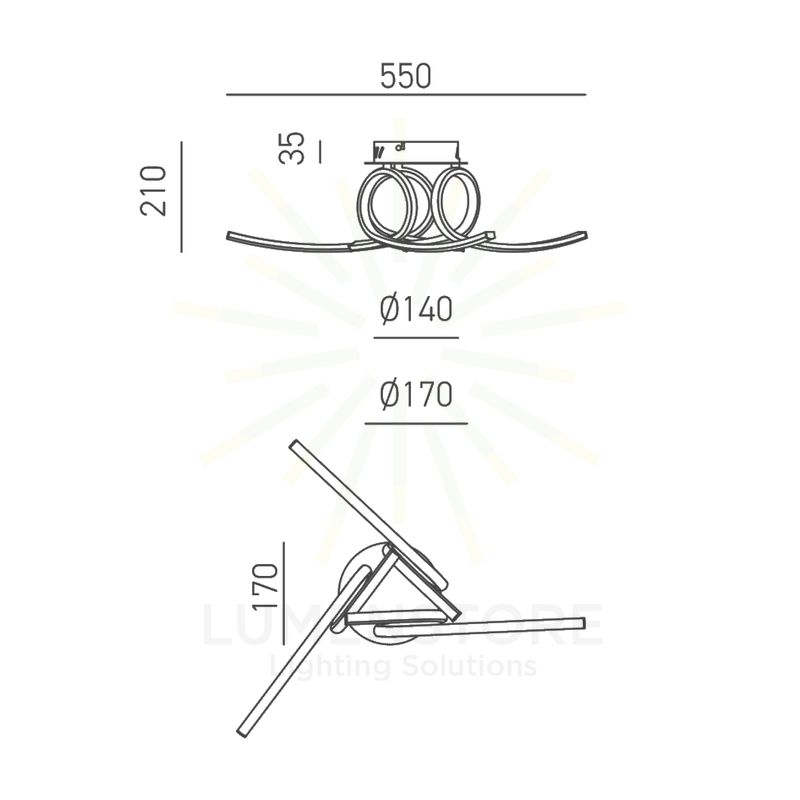 plafoniera tosca 45w luce calda 3000k gealuce 3 modulo