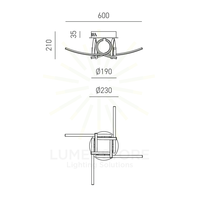 plafoniera tosca 60w luce calda 3000k gealuce 4 modulo