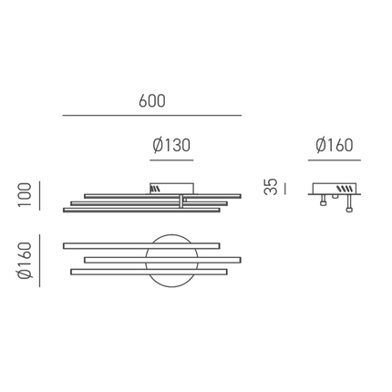 plafoniera tullia 30w luce naturale 4000k gealuce 3 modulo