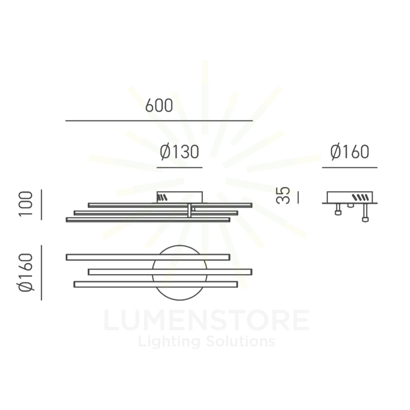 plafoniera tullia 30w luce naturale 4000k gealuce 3 modulo