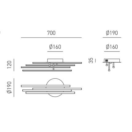 plafoniera tullia 40w luce calda 3000k gealuce 4 modulo