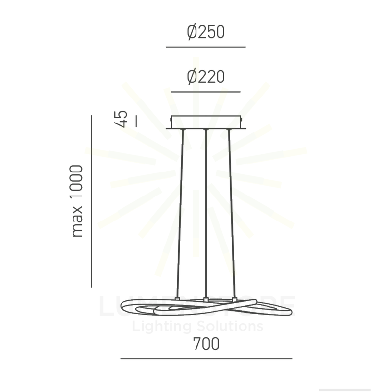 lampadario yara 50w luce calda 3000k gealuce grande