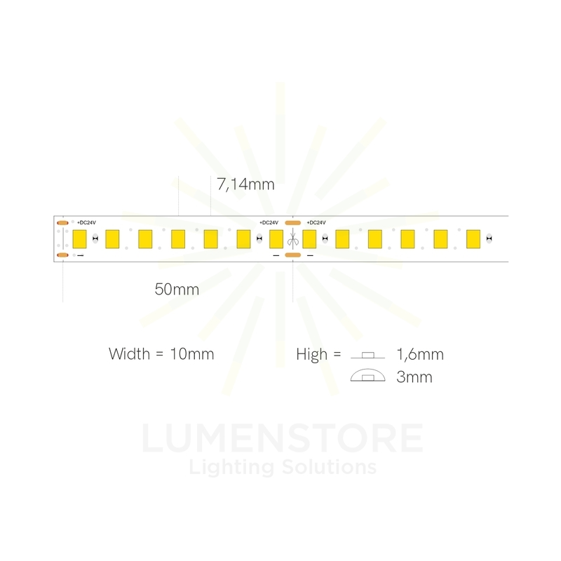 striscia led fine-41 14.4w/m 3000k 24v 5mt beneito faure smd2835 ip65