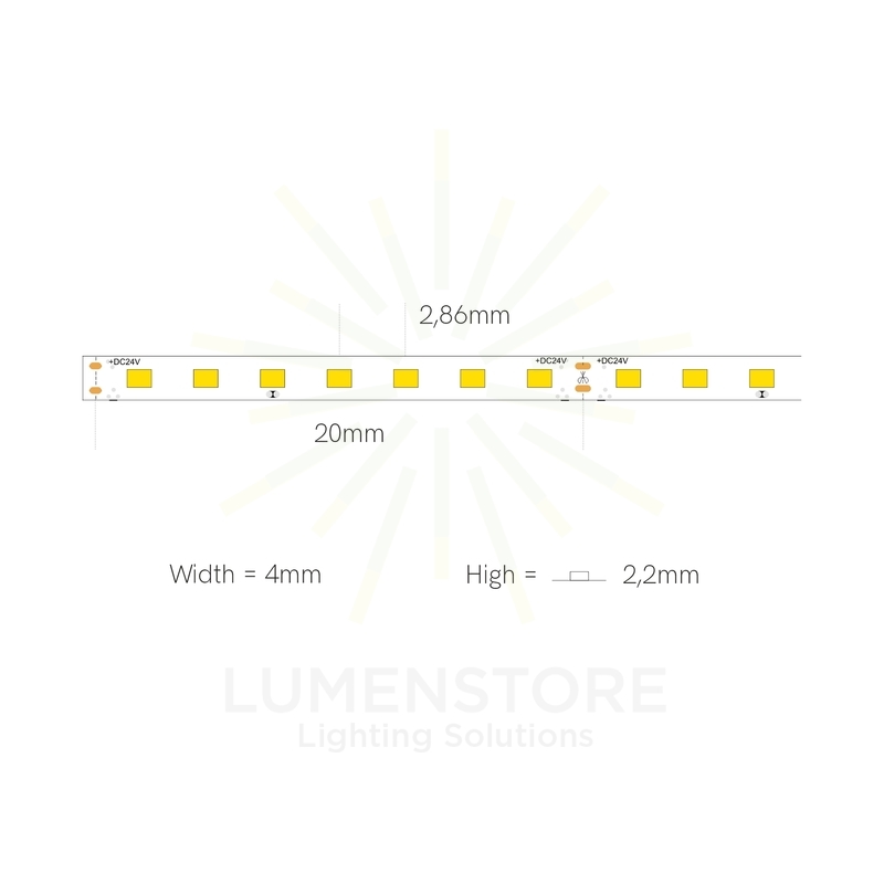 striscia led fine-49 10w/m 4000k 24v 5mt beneito faure smd2216