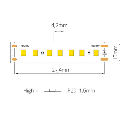 striscia led fine-52 22w/m 2700k 24v 5mt beneito faure smd2835