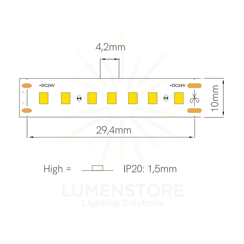 striscia led fine-52 22w/m 2700k 24v 5mt beneito faure smd2835