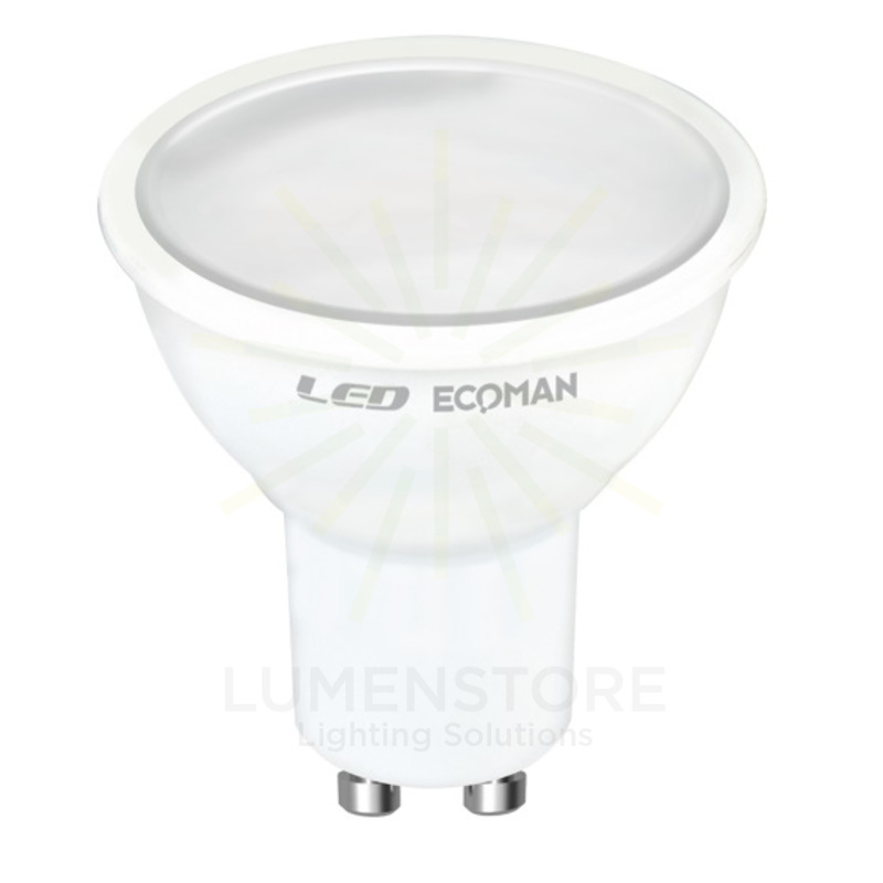 lampadina led dicroica gu10 7w luce calda 3000k ecoman vetro ghiaccio
