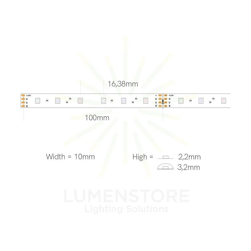 striscia led fine-46 14w/m rgb 24v 5mt beneito faure smd5050 ip65