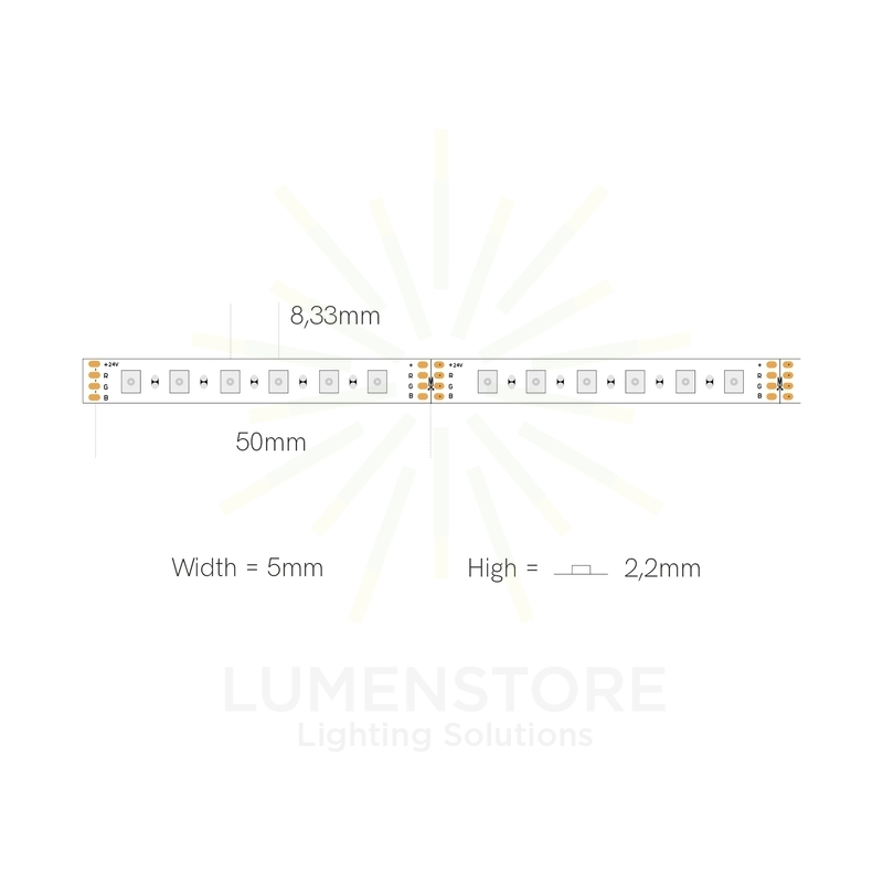 striscia led fine-50 7.5w/m rgbw 24v 5mt beneito faure smd3838