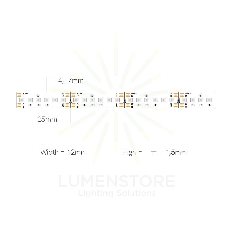 striscia led fine-43 16.4w/m rgb 24v 5mt beneito faure smd3838