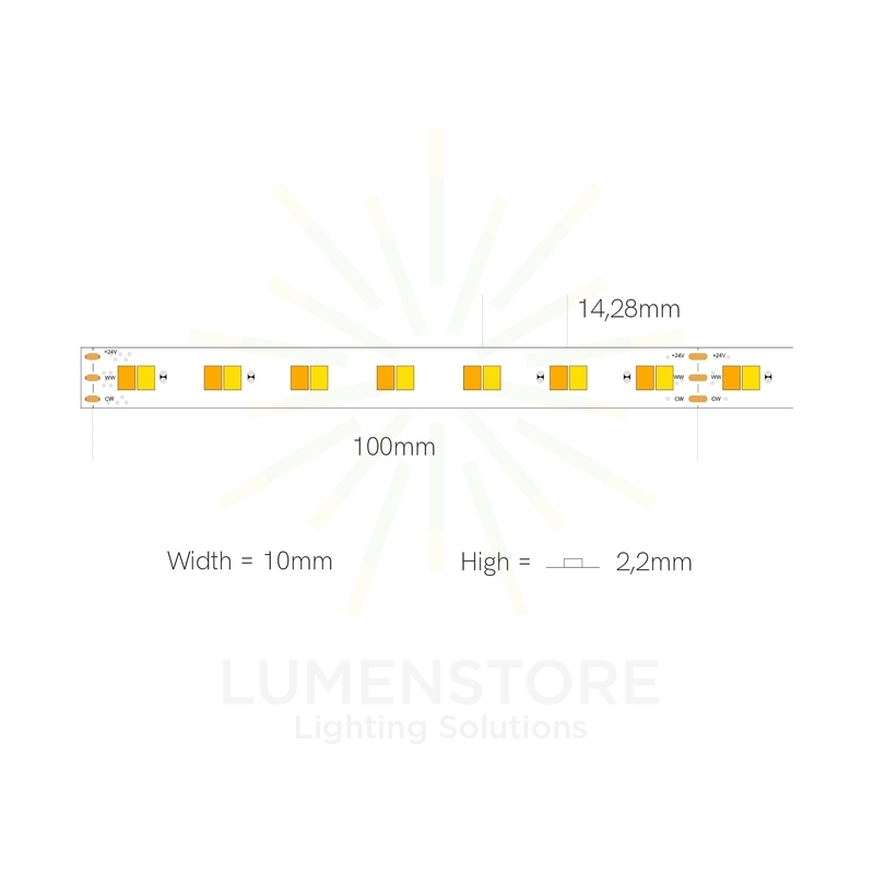 striscia led fine-36 12w/m cct 24v 5mt beneito faure smd2835