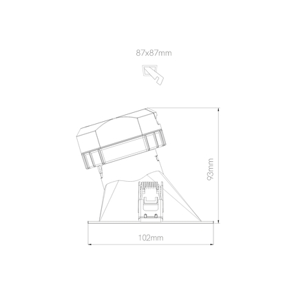 faretto da incasso pulcom asimmetrico square 8w 2700k/3200k/4000k beneito faure nero ip44 ik06