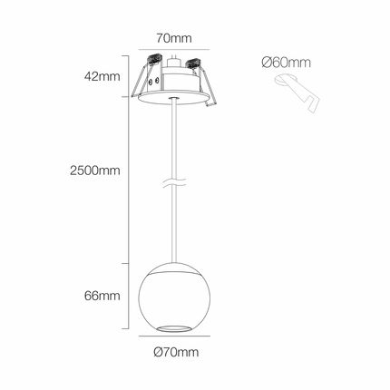 lampadario bora suspension 8.5w luce calda 3000k beneito faure nero incasso