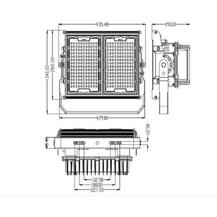 proiettore led asimmetrico 240w luce naturale per campi sportivi ip65 serie pro