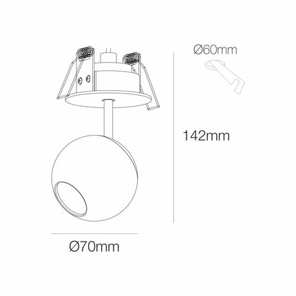 faretto bora recessed 8.5w luce calda 3000k beneito faure nero 