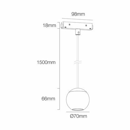 faretto bora magnet track 8.5w luce calda 3000k beneito faure cromo a sospensione da binario