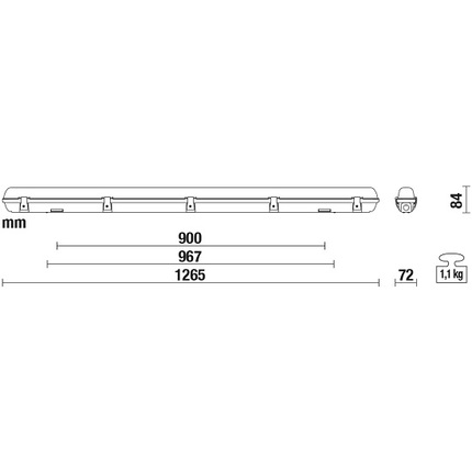 reglette led linea120 per tubo led t8 ecoman ip65 