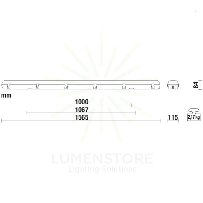 reglette led linea150 per tubi led 2xt8 ecoman ip65 