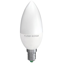 lampadina led candela e14 6w luce naturale 4000k ecoman vetro ghiaccio