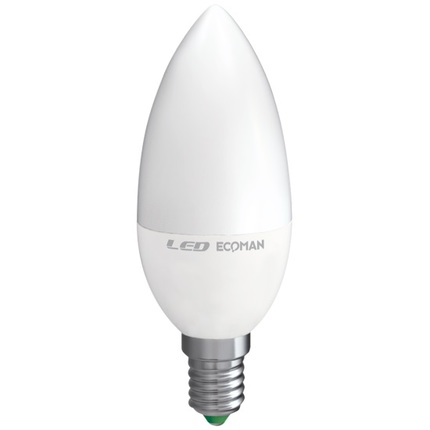 lampadina led candela e14 6w luce calda 3000k ecoman vetro ghiaccio