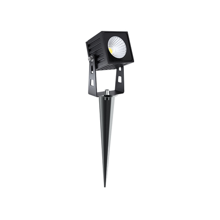 faretto da esterno zas square 7w luce calda 3000k beneito faure con picchetto nero ip65 ik08