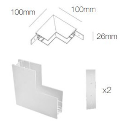 accessorio giunzione "l" angolo chiuso per magnet track surface beneito faure bianco