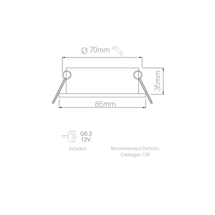 faretto da incasso rok gu5.3 beneito faure nero ip65